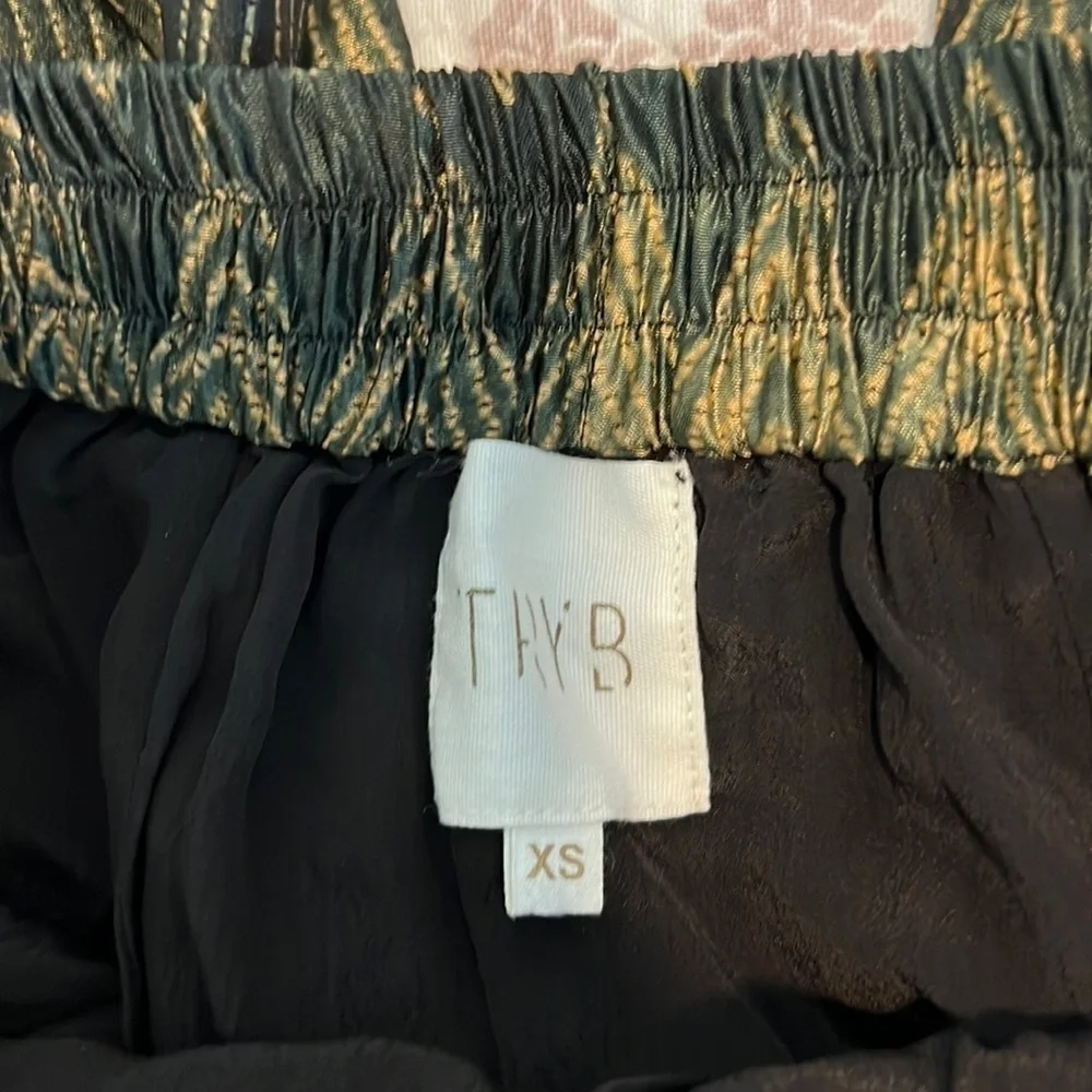 Anthro Silk Harem Pants Gold Black Knot Front Euro Statement XS